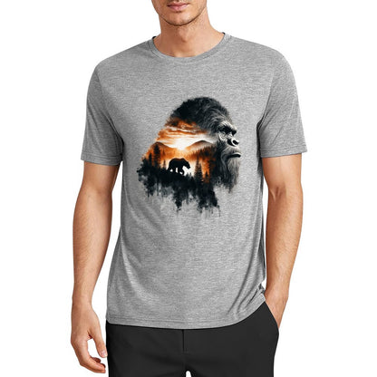 Bigfoot - Sasquatch Scenery Short Sleeve Cotton T-Shirt