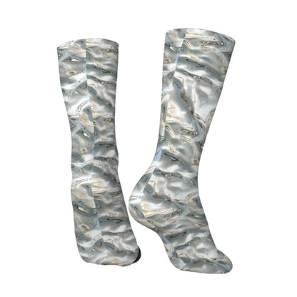 Baby Dragon on Silver, Polyester Crew Socks