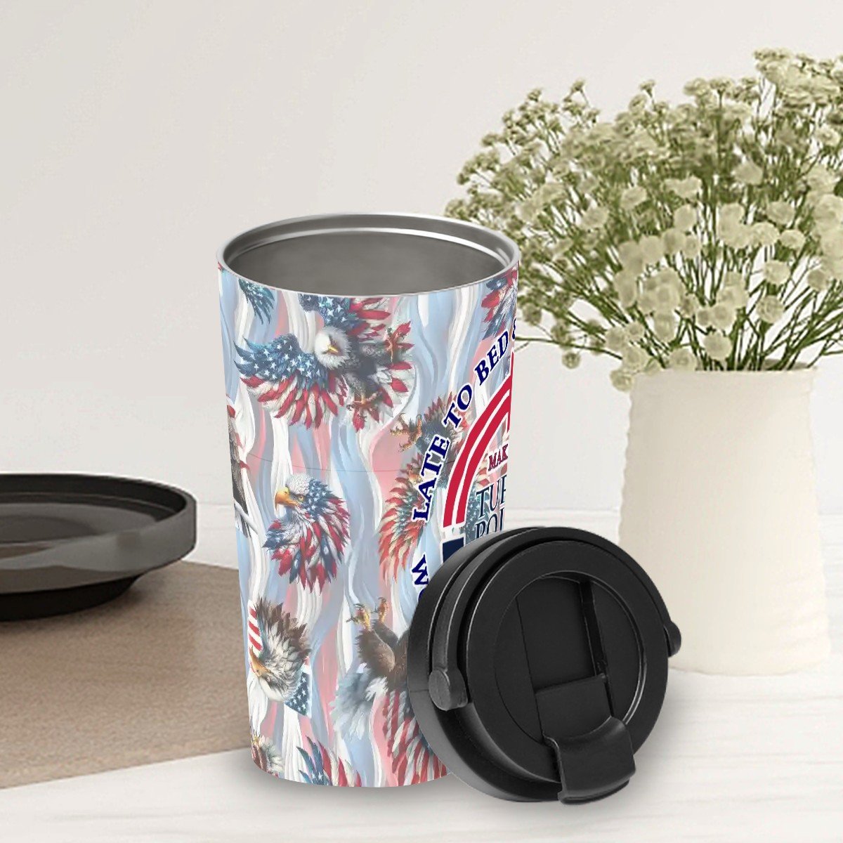 Charlie Kirk Memorial 17 oz Insulated Coffee Mug with Lid & Carrying Handle