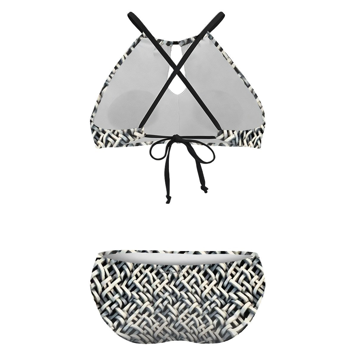 Weave Optical Illusion, Plus Size High-Waisted Bikini Customized Services