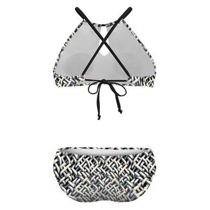 Weave Optical Illusion, Plus Size High-Waisted Bikini Customized Services