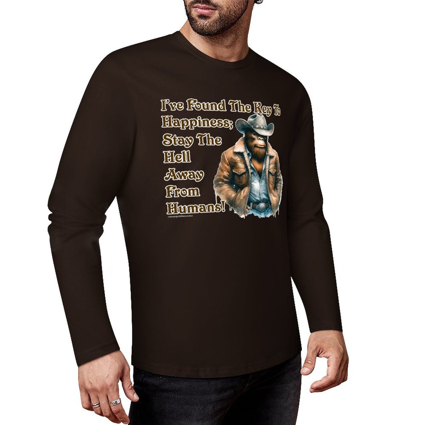 Cowboy Bigfoot / Sasquatch, "I found the key...", Cotton Unisex Long Sleeve T-shirt