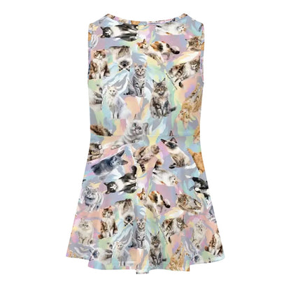 Animal Themed Girls Polyester Sleeveless Dress, Cats, dogs, turtles, cows, pigs + more