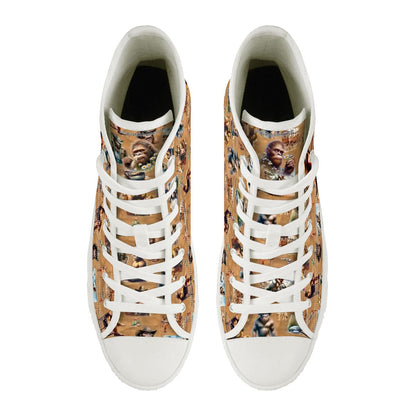 Zen Cowboy Bigfoot, Sasquatch, Women's High Top Canvas Shoes