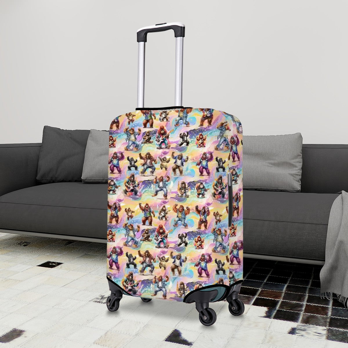 Groovy Sasquatch Bigfoot Polyester Luggage Cover / Protector (With Belt)