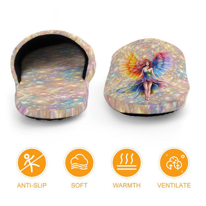 Fairy on Digital Glitter, Flannel Children's Cotton Slippers