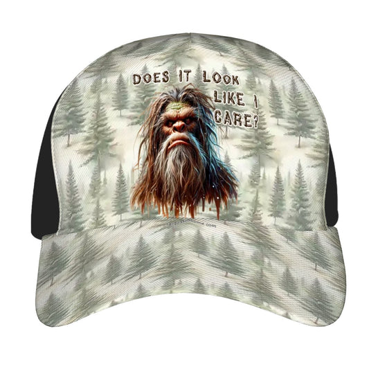 Bigfoot, Sasquatch, "Does it look like I care", Baseball Cap, Polyester Twill