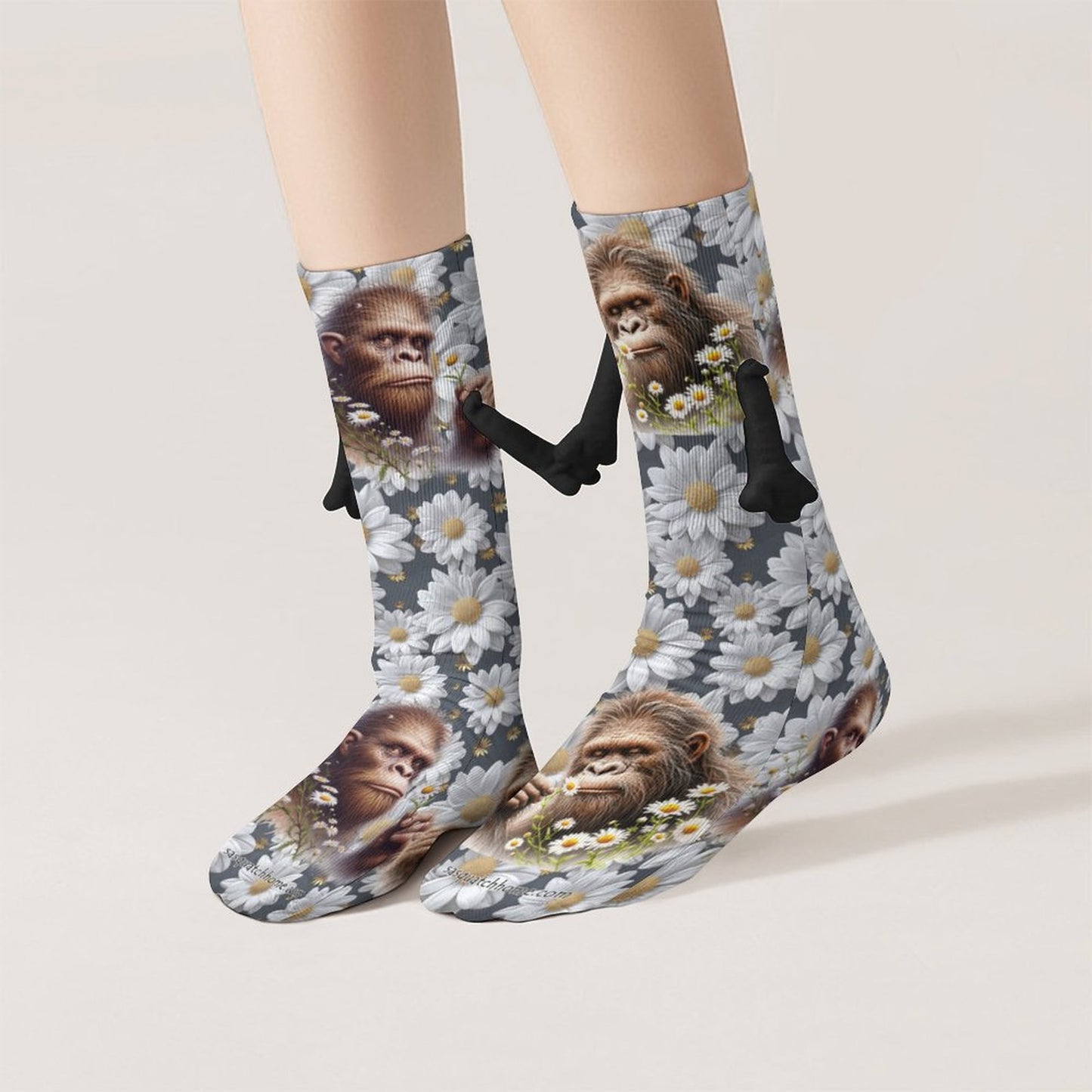 Bigfoot Daisies Magnetic Holding Hands Funny Socks – PERSONALIZE FREE
