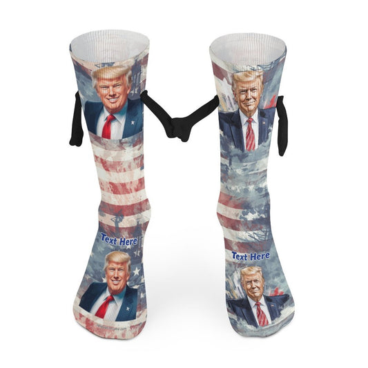 Donald Trump Magnetic Holding Hands Funny Socks – PERSONALIZE FREE