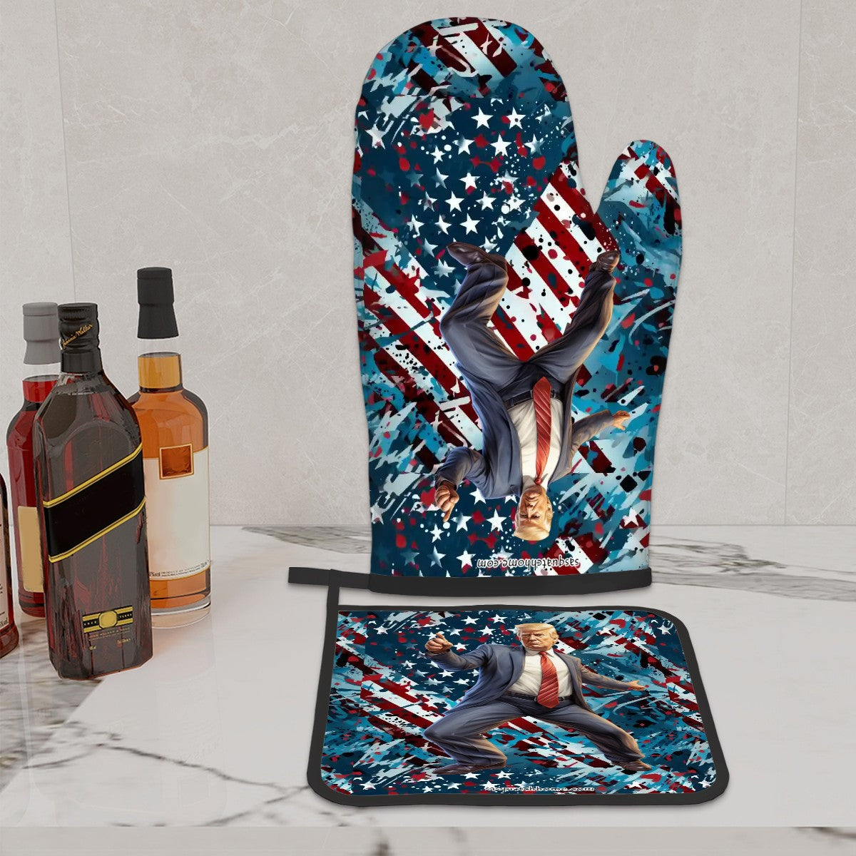 Donald Trump Dancing, Set of 2 Oven Mitts and Pot Holders