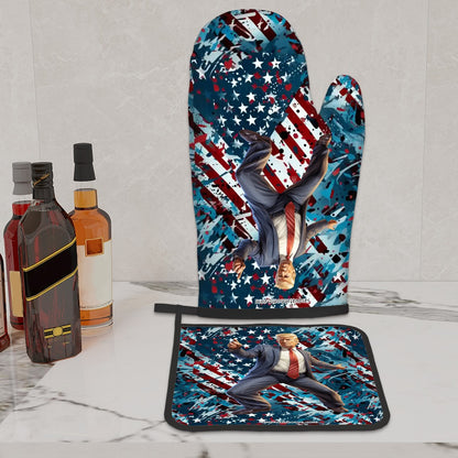 Donald Trump Dancing, Set of 2 Oven Mitts and Pot Holders