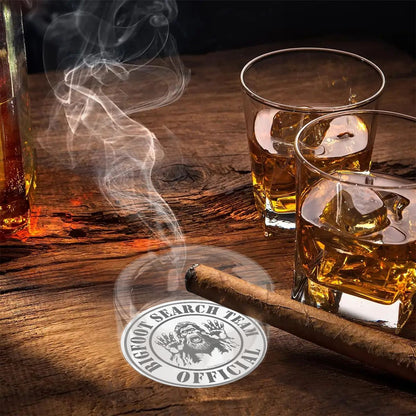 3 .3" Round, Lead Free Glass Ashtray - "Official Bigfoot Search Team"