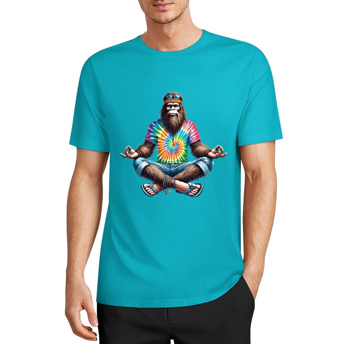 Bigfoot - Sasquatch Hippie Yoga Short Sleeve Cotton T-Shirt
