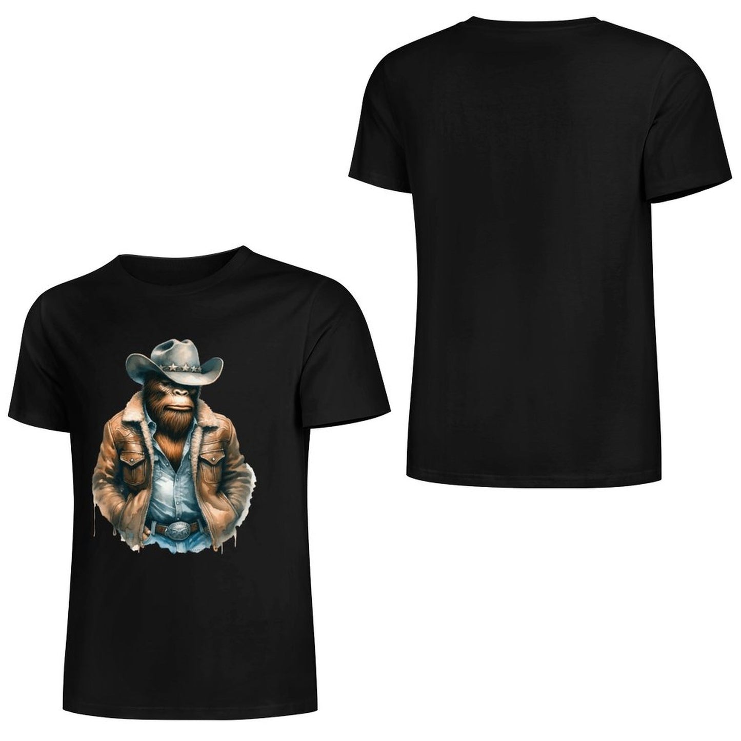 Bigfoot - Sasquatch Cowboy Short Sleeve Cotton T-Shirt