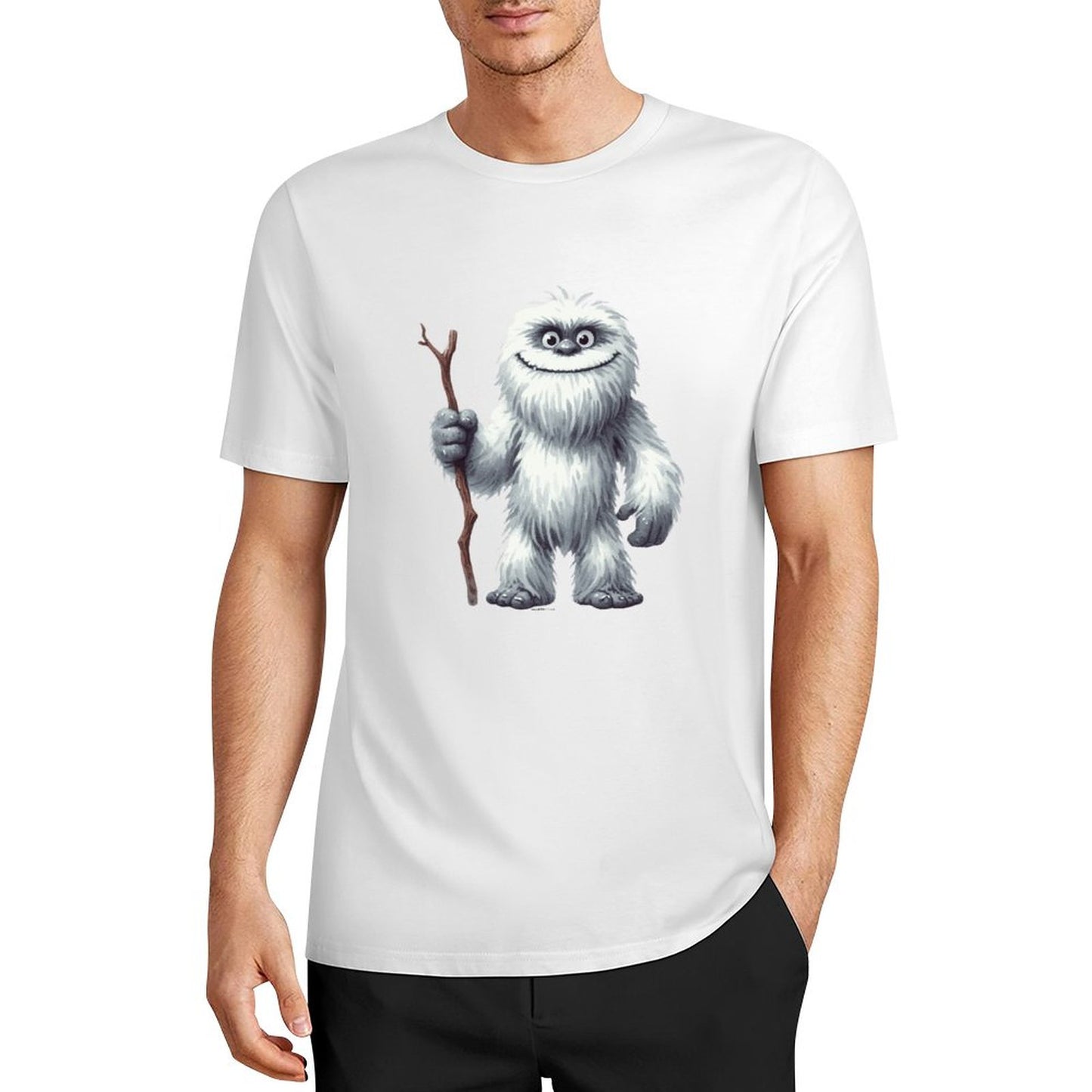 Bigfoot - Sasquatch Yeti Stick Short Sleeve Cotton T-Shirt