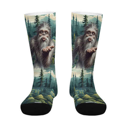 Bigfoot Sasquatch Blow Kiss, Children’s Polyester Socks