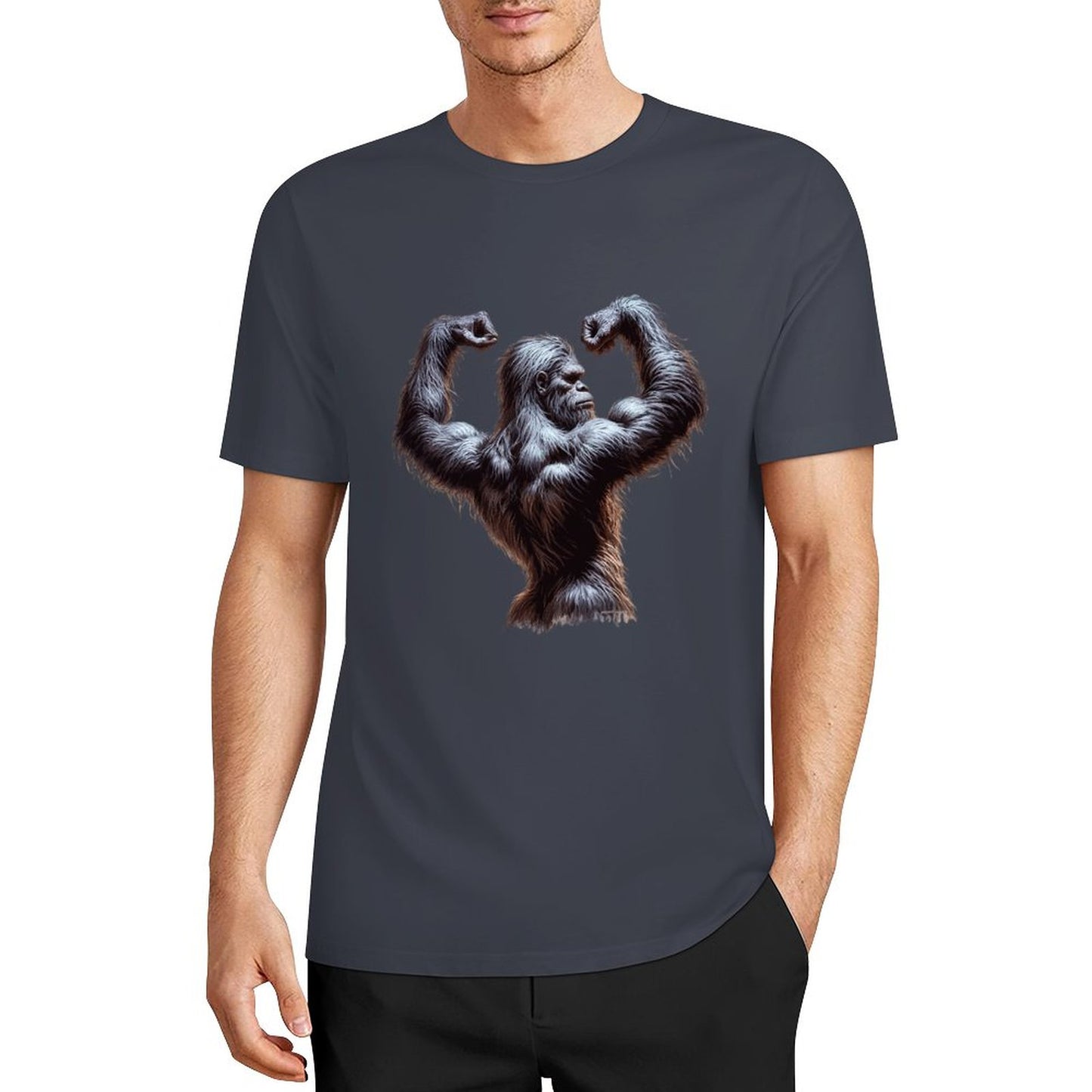 Bigfoot - Sasquatch Double Muscle Short Sleeve Cotton T-Shirt