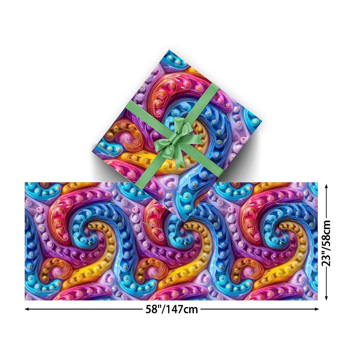 Psychedelic Design, 3 Pack Gift Wrapping Paper Sheets