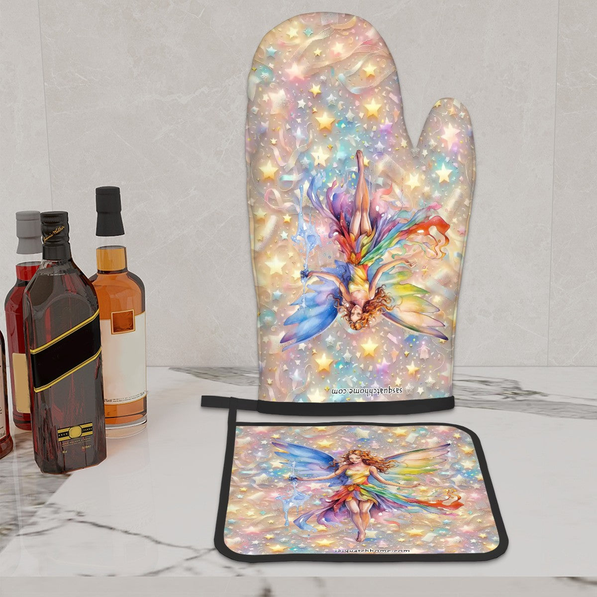 Set of 2 Oven Mitt and Pot Holder - Fairy