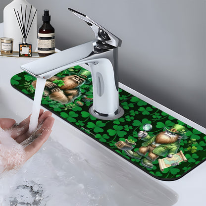 Bigfoot Sasquatch Leprechaun, St Patrick, Faucet Mat