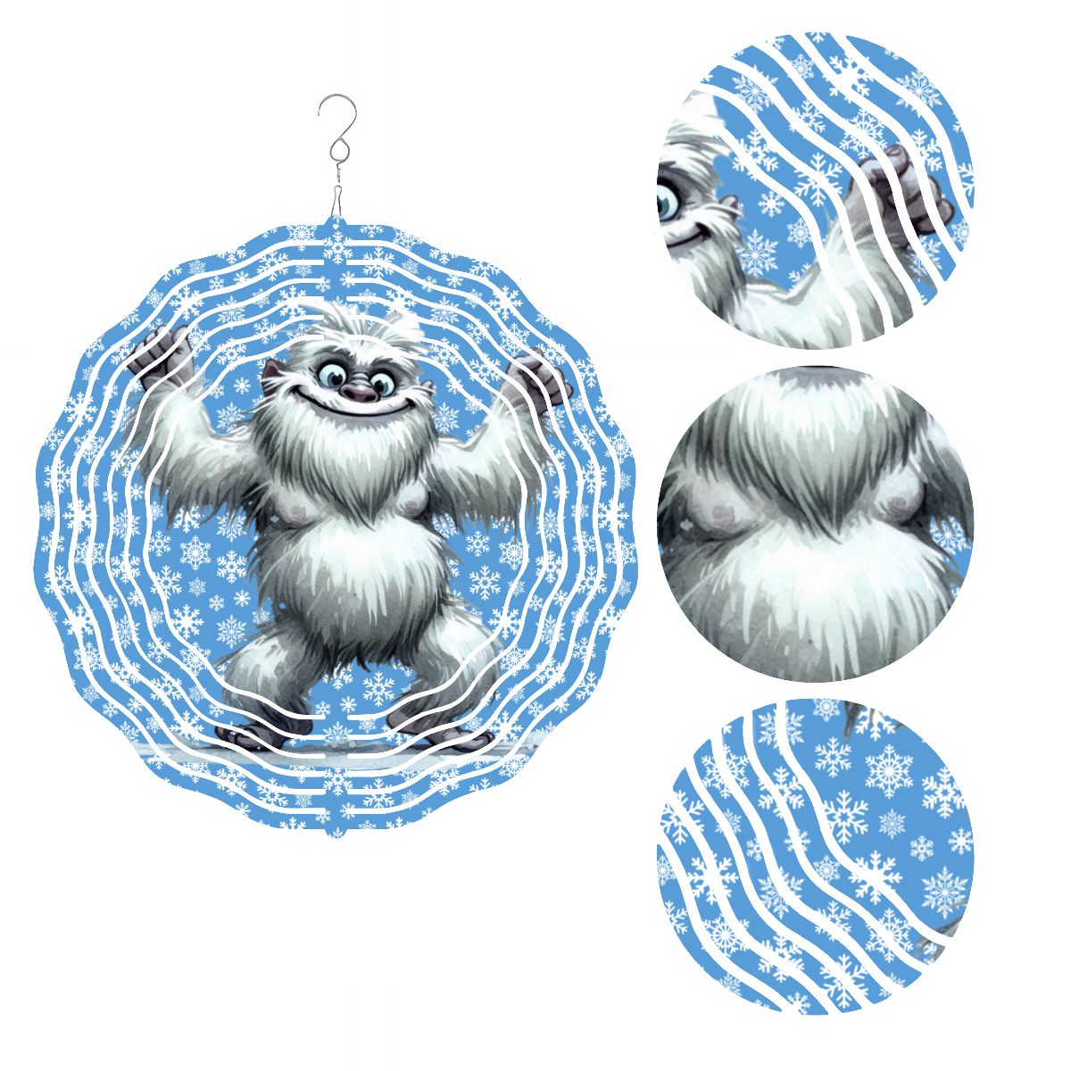 Dancing Yeti, US Made Hanging Metal 3D Wind Spinner, Ornament