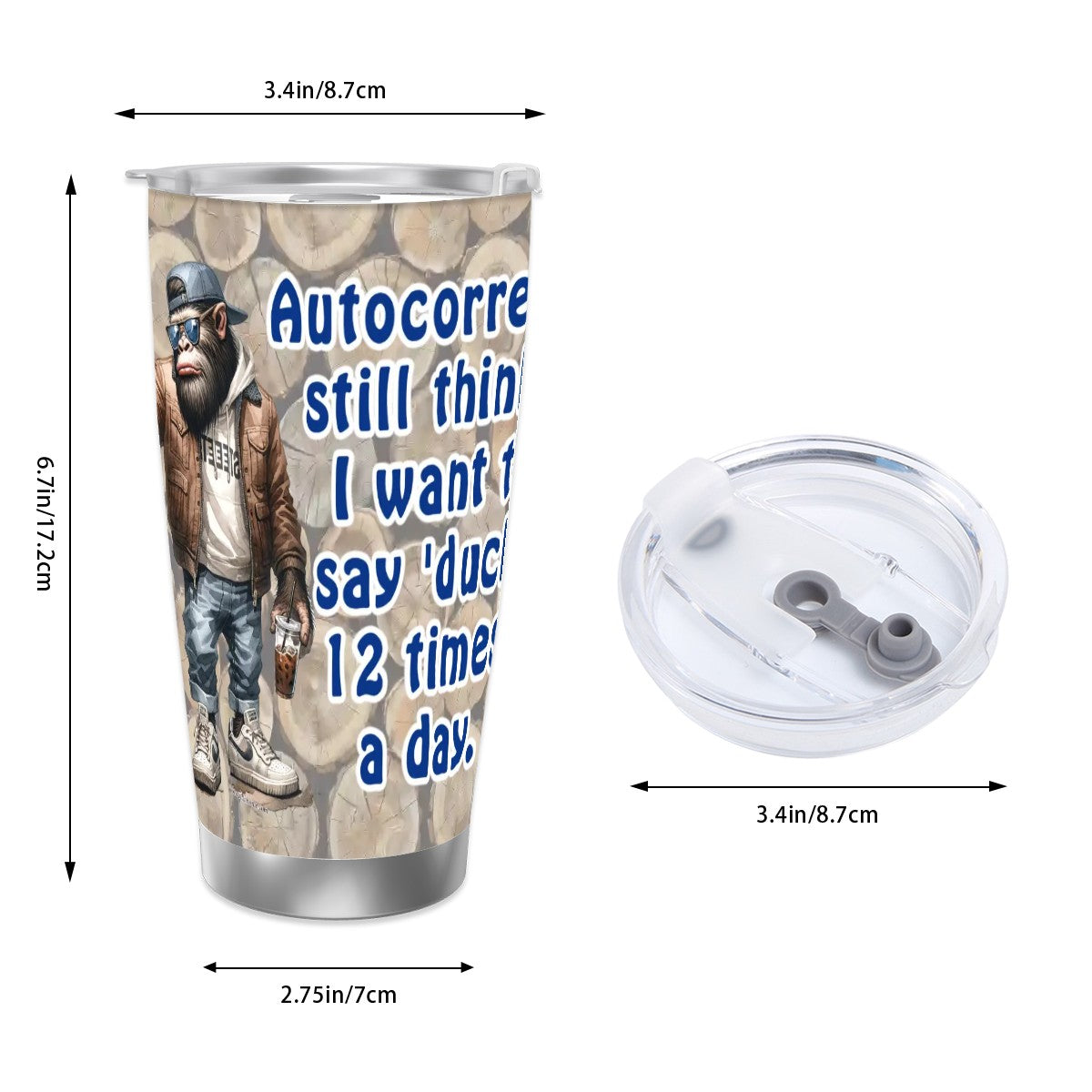 Sasquatch "Autocorrect", Themed 40 oz Travel Coffee Mug with a Straw