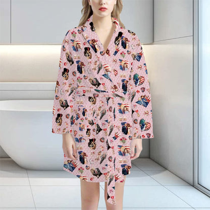 20 Donald Trump Cartoon Designs, Women’s Bath Robe 33.5” Long