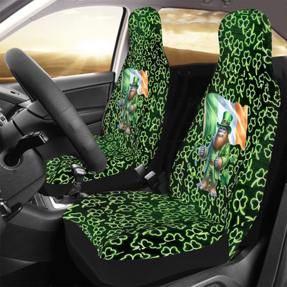 St Patrick Bigfoot / Sasquatch, Set of 2 Front Auto Seat Cover
