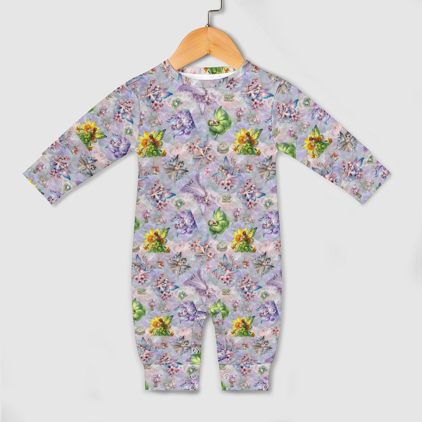6 Fairy Designs, Long Sleeve Baby / Toddler Romper, Faux Cotton