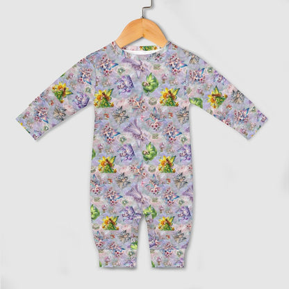 6 Fairy Designs, Long Sleeve Baby / Toddler Romper, Faux Cotton