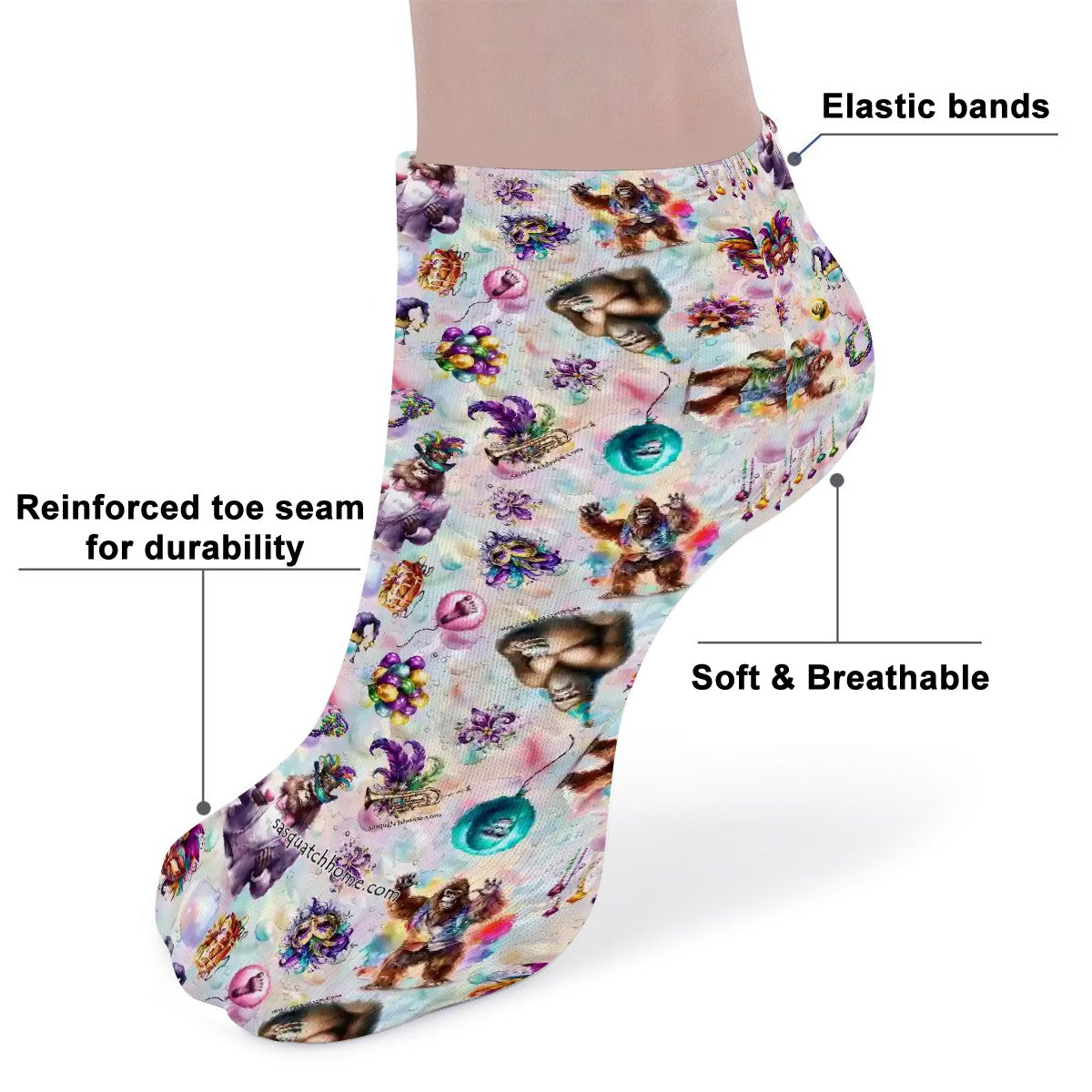 20 Bigfoot Designs, 8” Poly Ankle Socks