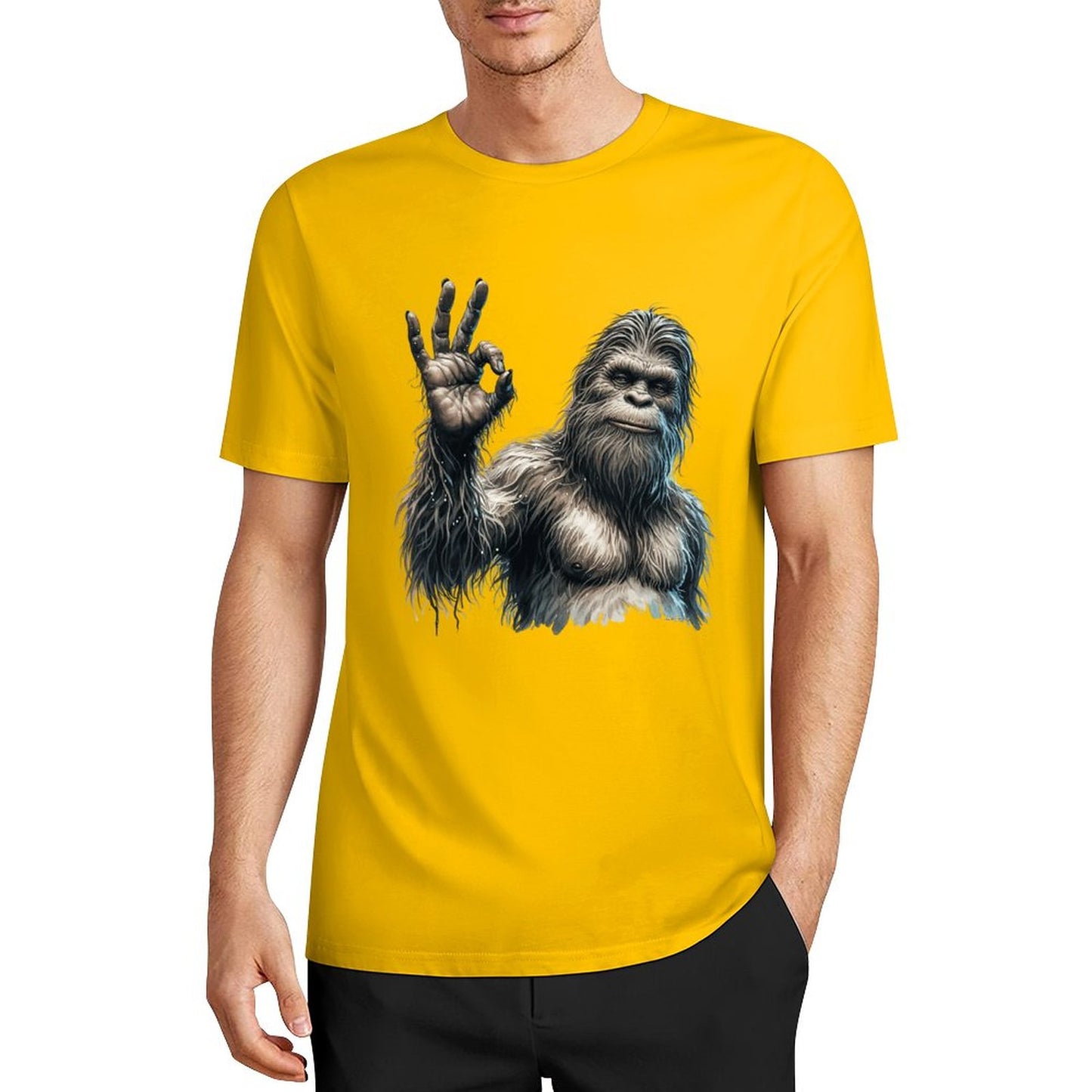 Bigfoot - Sasquatch "Ok" Short Sleeve Cotton T-Shirt