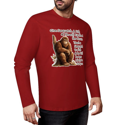 Bigfoot - Sasquatch "Give Sasquatch A Fish..",  Cotton Unisex Long Sleeve T-shirt