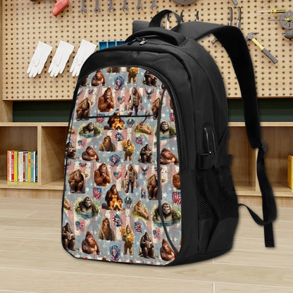20 Bigfoot / Sasquatch Designs, Large Capacity, Laptop Bag with USB Charger