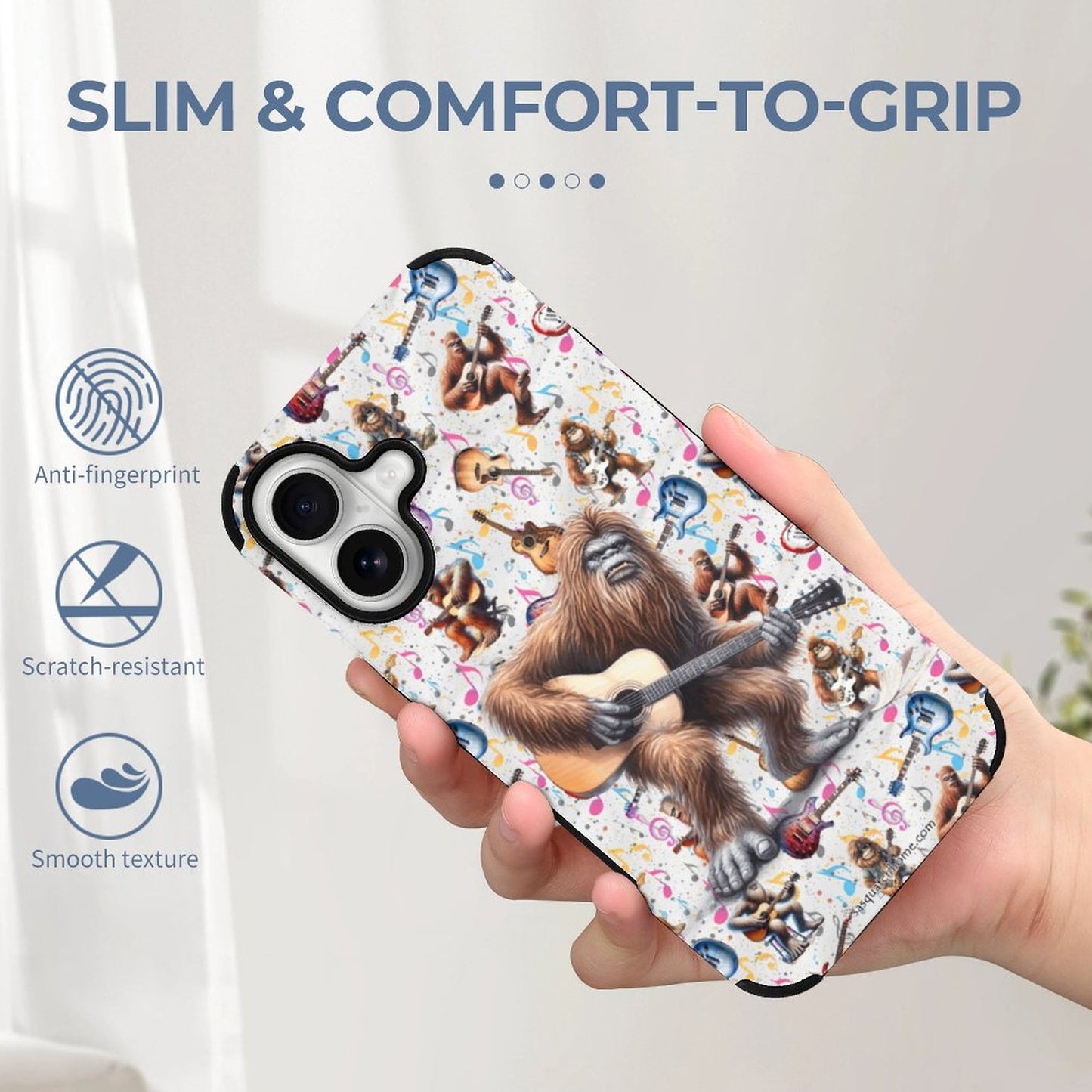 Bigfoot / Sasquatch Playing Guitar, Microfiber iPhone 16 Cases