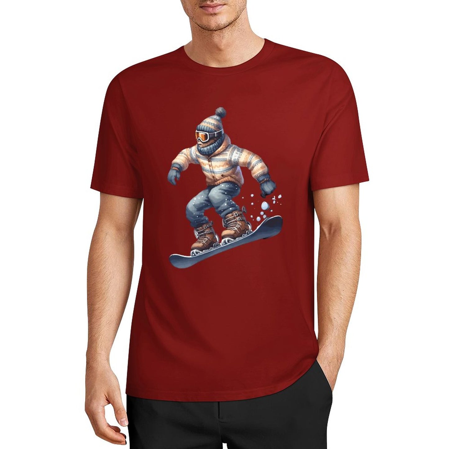 Bigfoot - Sasquatch Snowboarding Short Sleeve Cotton T-Shirt