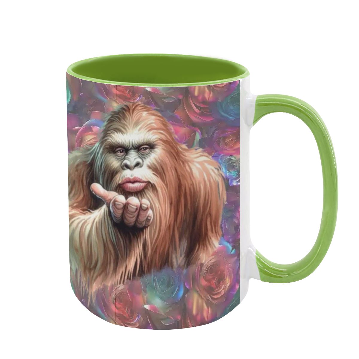 Bigfoot / Sasquatch Love, Large 15 Ounce Colorful Mugs – Made In USA