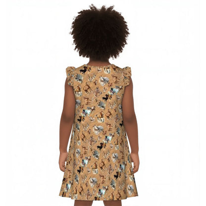 10 Animal Designs, Girl's Flutter Sleeve Nightgown