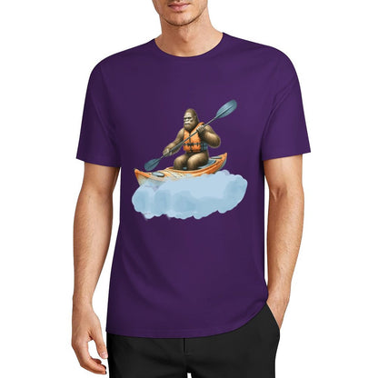 Bigfoot - Sasquatch Kayaking Short Sleeve Cotton T-Shirt