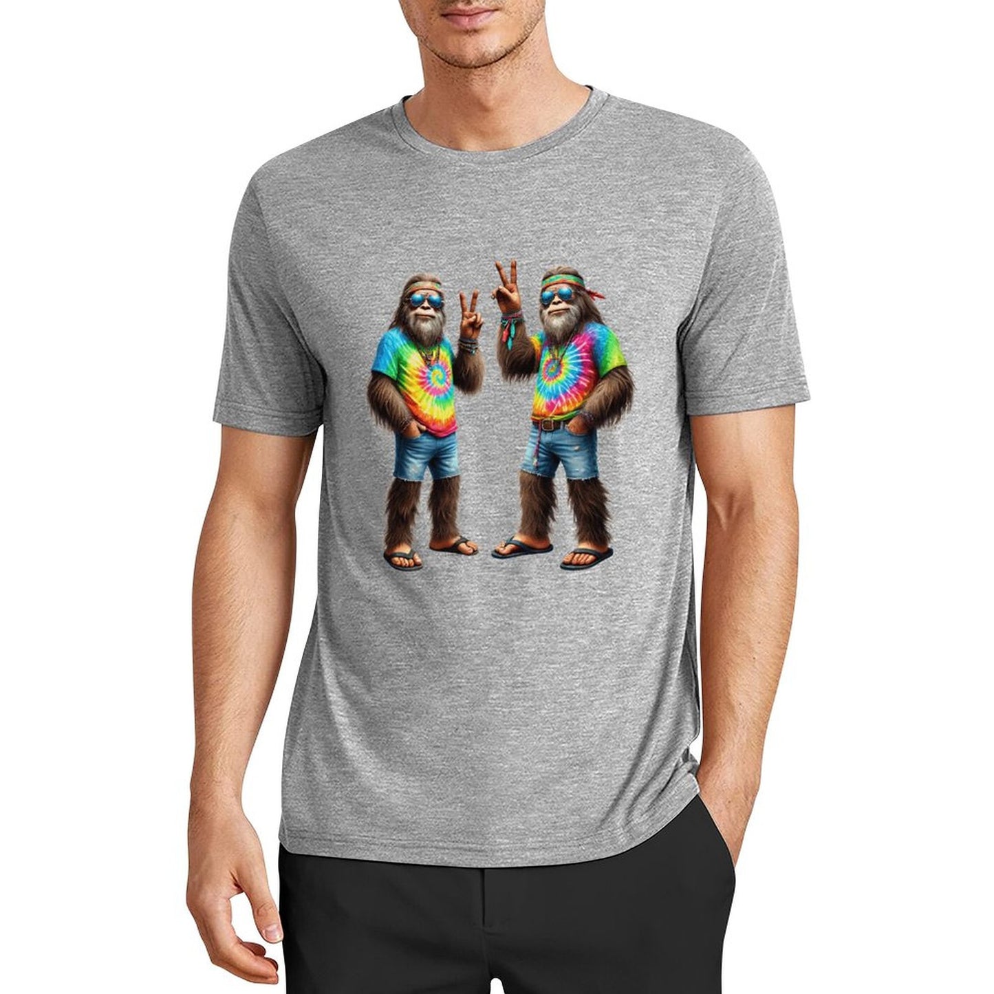 Bigfoot - Sasquatch Hippie Sasquatches Short Sleeve Cotton T-Shirt