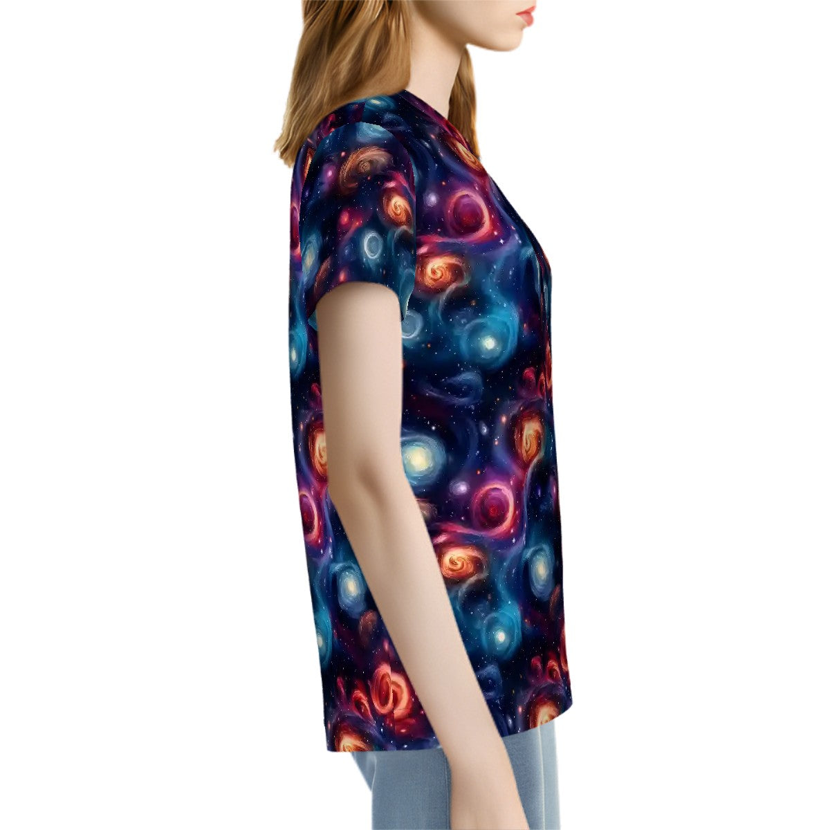 12 Galaxy, Outer Space Designs, Women’s Polyester Short Sleeve T-Shirt