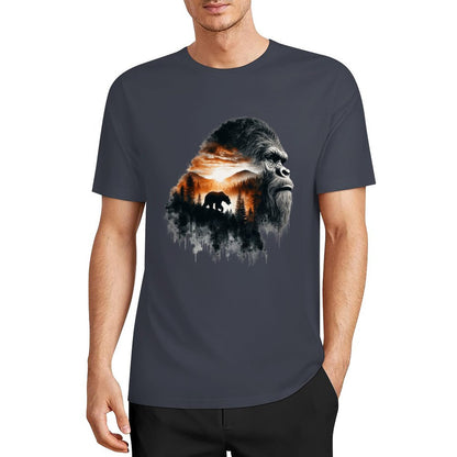 Bigfoot - Sasquatch Scenery Short Sleeve Cotton T-Shirt