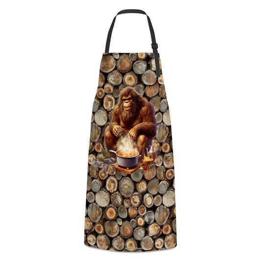 Bigfoot Sasquatch Fire Cooking, Waterproof Apron with Pockets