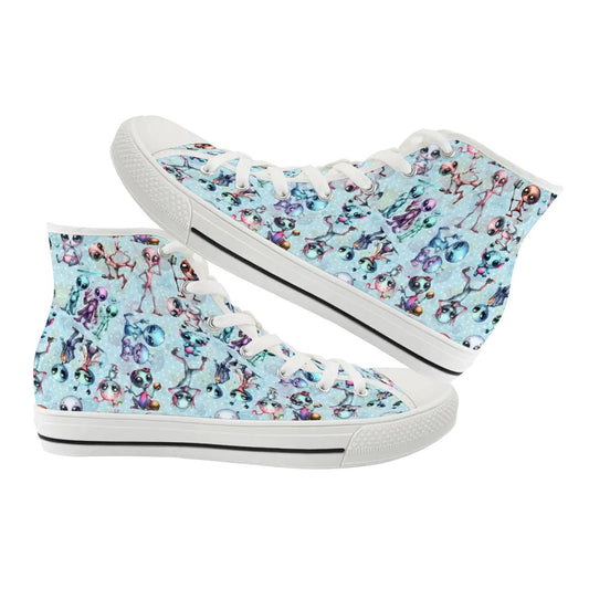 6 Alien Designs, Women's High Top Canvas Shoes