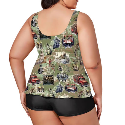 Zombies, Plus Sized Women’s Two Piece Tankini Swimsuit