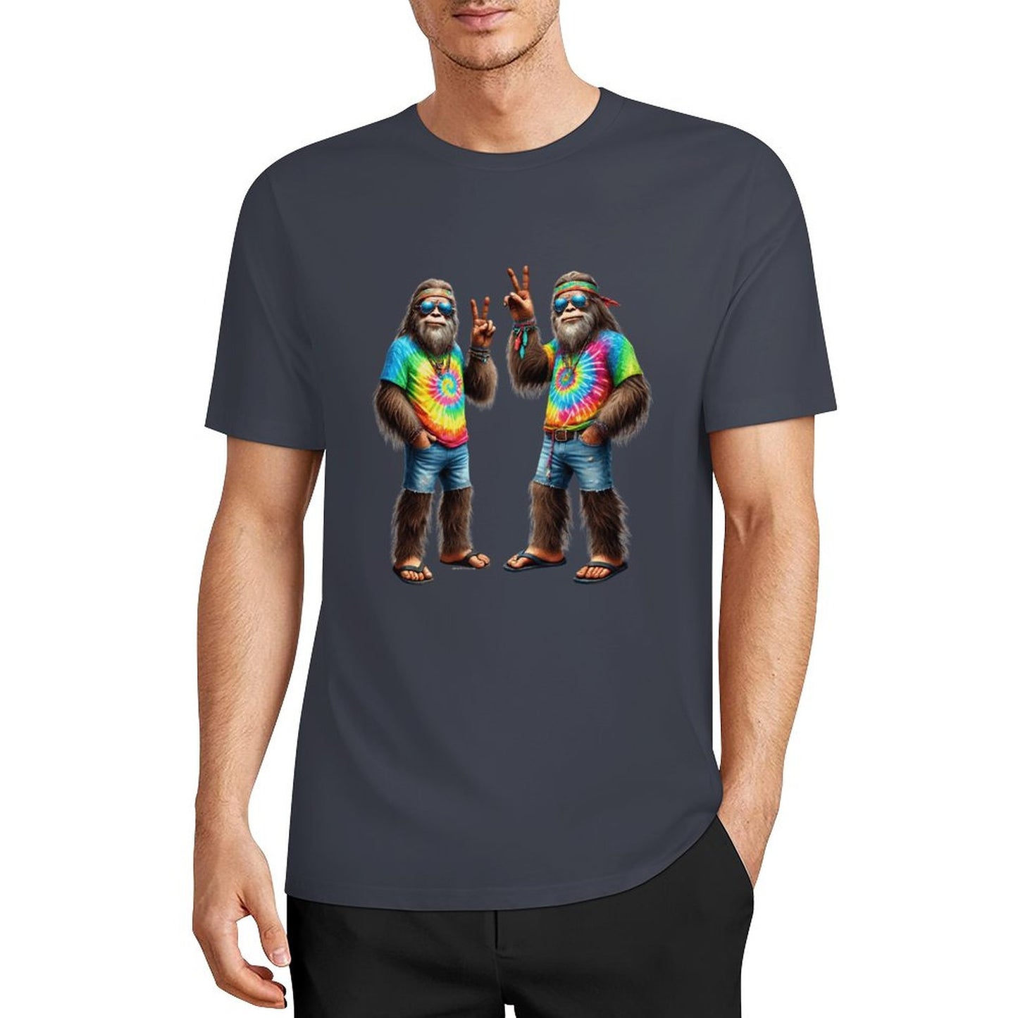 Bigfoot - Sasquatch Hippie Sasquatches Short Sleeve Cotton T-Shirt