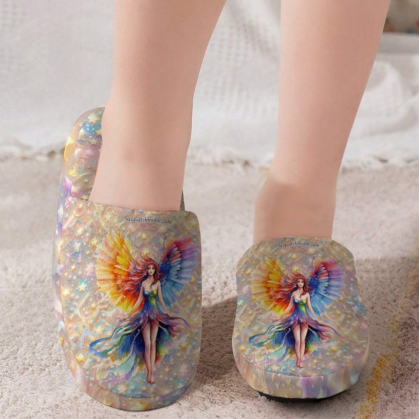 Fairy on Digital Glitter, Flannel Children's Cotton Slippers