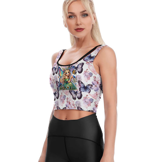 Rainbow Fairy, Women’s Strappy Sports Bra, Yoga Top