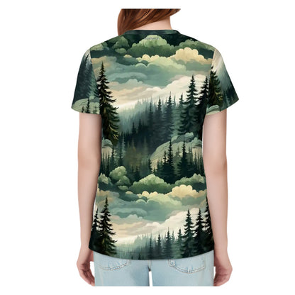Bigfoot, Sasquatch, In The Woods, Women’s Polyester Short Sleeve T-Shirt