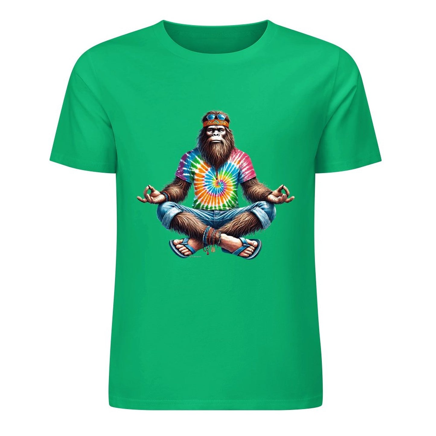 Bigfoot - Sasquatch Hippie Yoga Short Sleeve Cotton T-Shirt